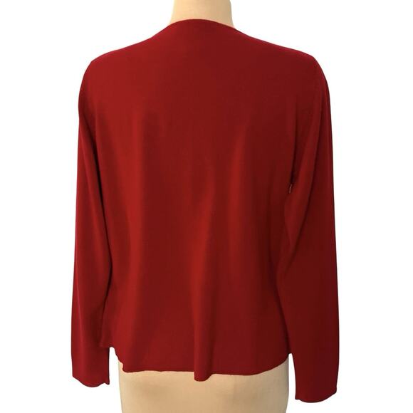 Norton McNaughton Attached Layer Sweater Medium Red Long Sleeve Embellished Vtg - Picture 3 of 7